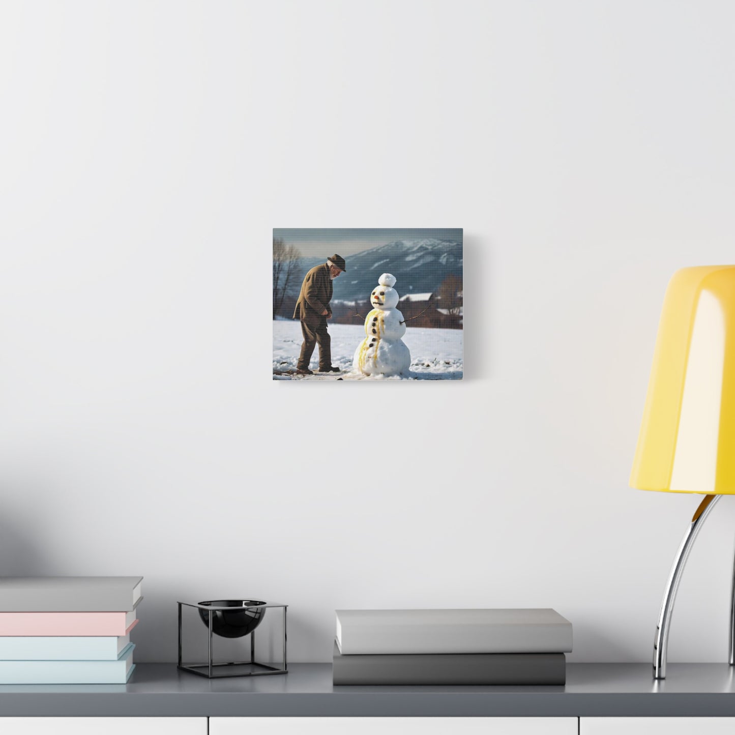 Grandpa and the Snowman - Print on Canvas