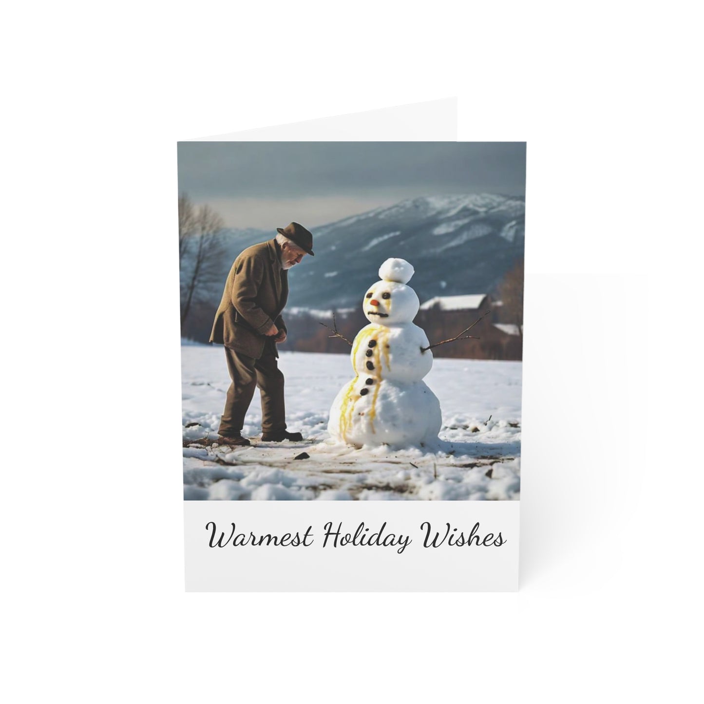 Snowman and Grandpa - Warm Greeting Cards - Pack of 1, 10, 30, or 50