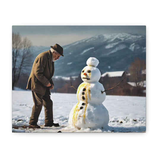 Grandpa and the Snowman - Print on Canvas