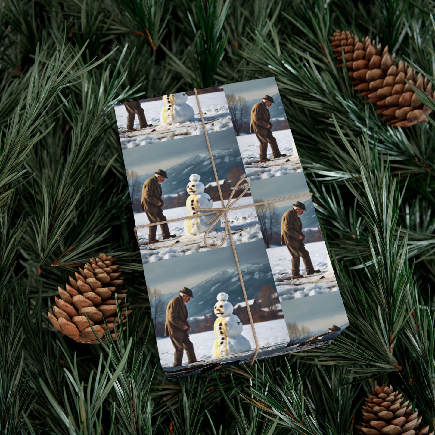 Grandpa and Snowman - Wrapping Paper