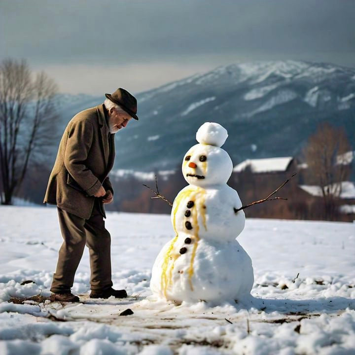 Grandpa and Snowman - Wrapping Paper