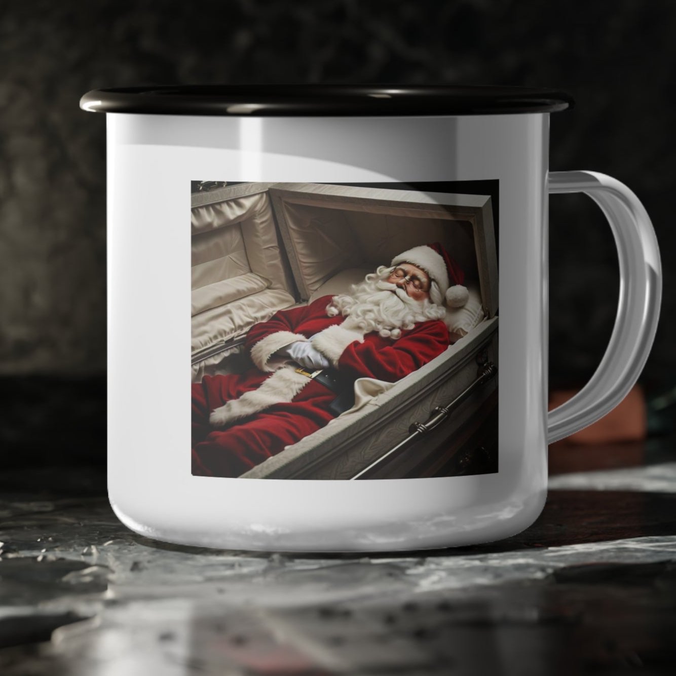 "Sleepy" Santa Enamel Camp Cup - 'And to All a Good Night!'