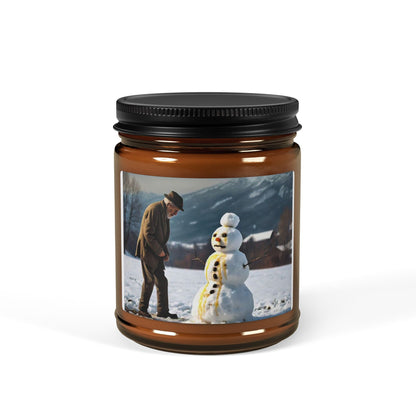 Grandpa and His Snowman - Amber Jar with Snowman Design