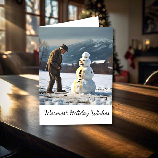 Snowman and Grandpa - Warm Greeting Cards - Pack of 1, 10, 30, or 50