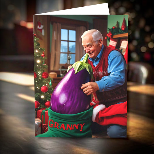 Eggplant Emoji Grandpa Card