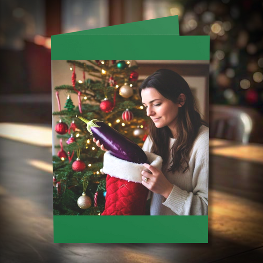 Woman with Purple Emoji - Christmas Card